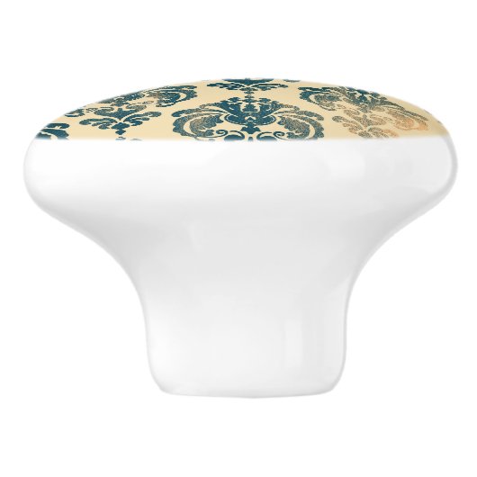 Gold en  Blue Rustic Modern Glam Damask Keramische Knop (Zijkant)