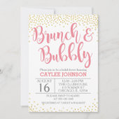 Gold en Blush Brunch en Bubble Shower Invitation Kaart (Voorkant)
