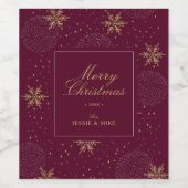 Gold- en Bourgogne kerstfeestdag Wijn Etiket (Enkel label)