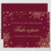 Gold en Bourgogne Snowflakes Editable Signage (Voorkant / Achterkant)