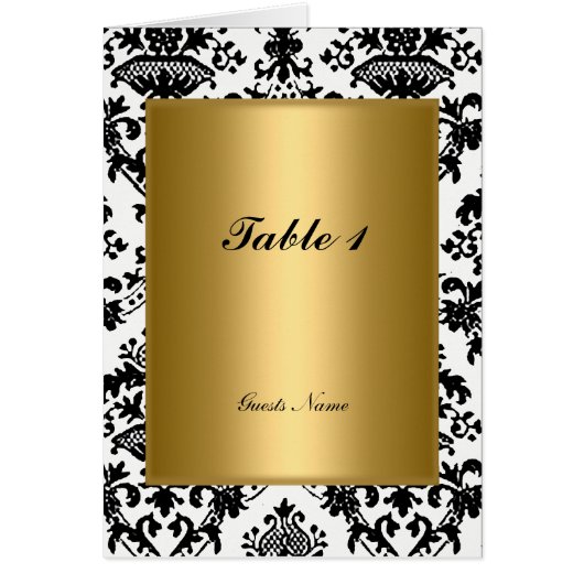 Gold en Damask Tafelplaatsing en Menu Kaart (Voorkant)