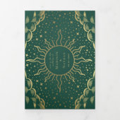 Gold en Emerald Elegant Tarot Wedding Drieluik Uitnodiging (Cover)