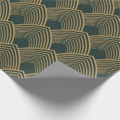 Gold en Emerald Green Art Deco Pattern Cadeaupapier (Hoek)