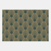 Gold en Emerald Green Art Deco Pattern Inpakpapier Vel (Voorkant 2)