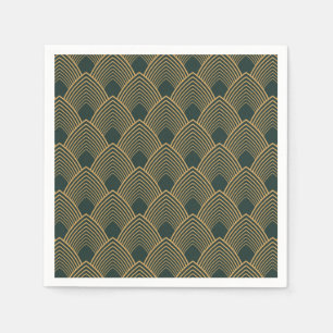 Gold en Emerald Green Art Deco Pattern Servet
