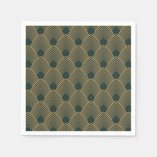 Gold en Emerald Green Art Deco Pattern Servet (Voorkant)