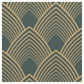 Gold en Emerald Green Art Deco Pattern Stof (Close Up)
