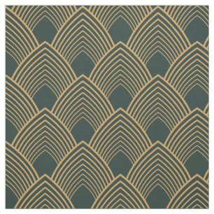 Gold en Emerald Green Art Deco Pattern Stof