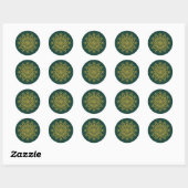 Gold en Emerald Mehendi Henna Envelope Seal Ronde Sticker (Vel)