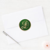 Gold- en Emerald Monogram D Envelope Seal Ronde Sticker (Envelop)