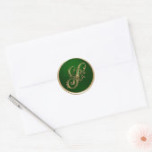 Gold- en Emerald Monogram S Envelope Seal Ronde Sticker (Envelop)