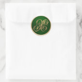Gold- en Emerald Monogram X-envelopzegel Ronde Sticker (Tas)