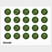 Gold- en Emerald Monogram Y Envelope Seal Ronde Sticker (Vel)