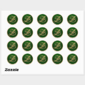Gold en Emerald Monogram Z Envelope Seal Ronde Sticker (Vel)