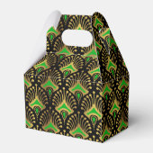Gold en green Art Deco-patroon op zwart Bedankdoosjes (Voorkant Zijde)