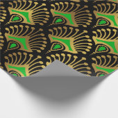 Gold en green Art Deco-patroon op zwart Cadeaupapier (Hoek)