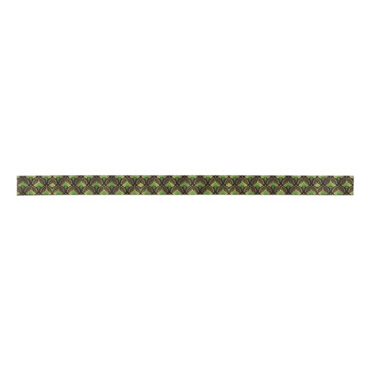 Gold en green Art Deco-patroon op zwart Lint (Voorkant)