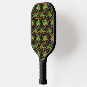 Gold en green Art Deco-patroon op zwart Pickleball Paddle (Links)