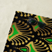 Gold en green Art Deco-patroon op zwart Strandlaken (In situ)