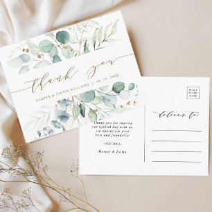 Gold en Green Botanical Weddenschap Hartelijk dank Briefkaart
