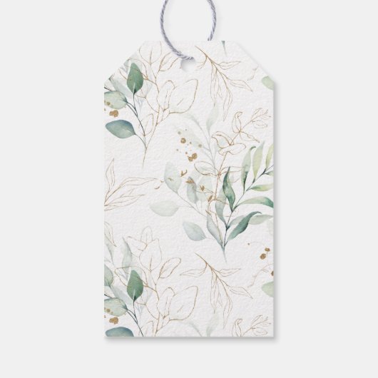 Gold en Green Botanical Weddenschap Hartelijk dank Cadeaulabel (Achterkant)