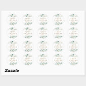 Gold en Green Botanical Weddenschap Hartelijk dank Ronde Sticker (Vel)