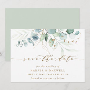 Gold en Green Botanical Wedding Save The Date