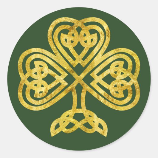 Gold en Green Celtic Knot Shamrock Sticker (Voorkant)