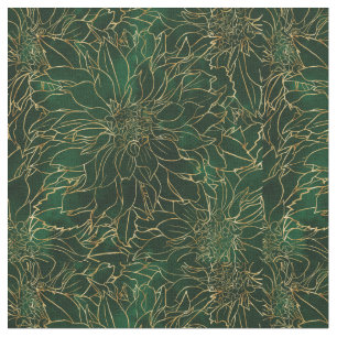 Gold en Green Dahlia Flower Stof