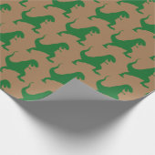 Gold- en Green Dinosaur-kerstpapier Cadeaupapier (Hoek)