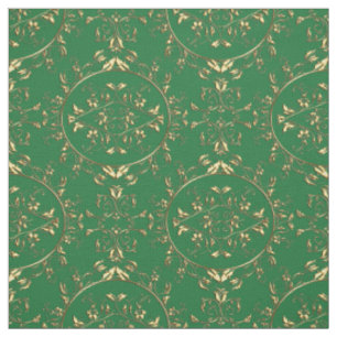Gold- en Green Holiday Damask-afdrukken Stof
