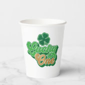 Gold en Green Lucky One First Birthday Paper Cups Papieren Bekers (Achterkant)