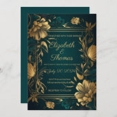 Gold en Green Luxury-themauitnodiging. Kaart (Voorkant / Achterkant)