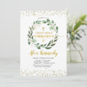 Gold en Greenery Eerste Heilige Communauteit Uitno Kaart (Staand voorkant)