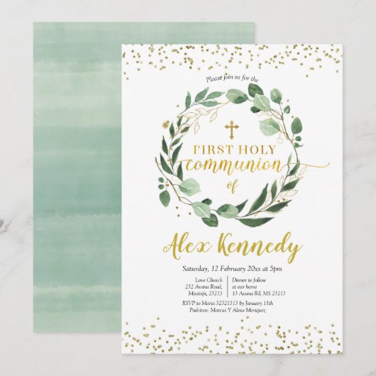 Gold en Greenery Eerste Heilige Communauteit Uitno Kaart (Voorkant / Achterkant)