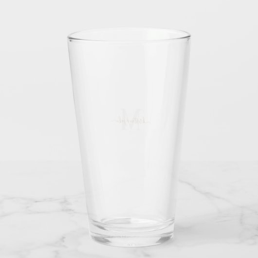Gold- en grijze monogram- en Script-namen Glas (Achterkant)