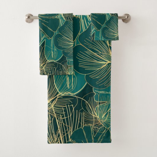 Gold- en groene bladeren bad handdoek (Insitu)