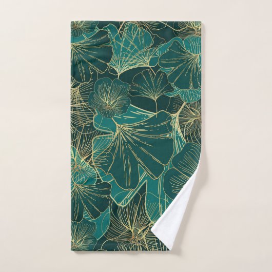 Gold- en groene bladeren bad handdoek (Handdoek)