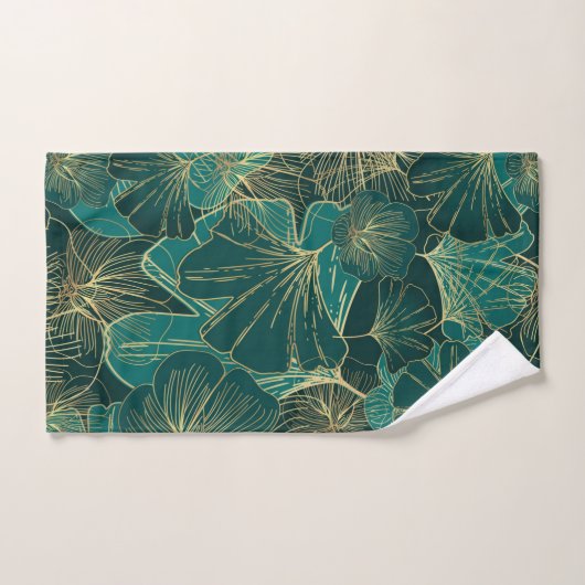 Gold- en groene bladeren bad handdoek (Handdoek)