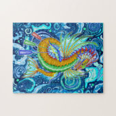 Gold en groene waterdraak legpuzzel (Horizontaal)