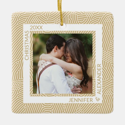 Gold- en ivoren paren foto keramisch ornament (Voorkant)