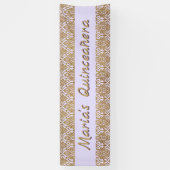 Gold en Lavender Damask Celebration Banner (Verticaal)