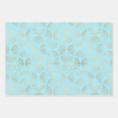 Gold- en lichtblauw Deco-patroon Inpakpapier Vel (Voorkant)
