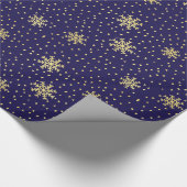 Gold- en marinesnowflake-feestdag cadeaupapier (Hoek)