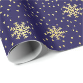 Gold- en marinesnowflake-feestdag cadeaupapier (Rol Hoek)