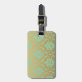 Gold en Mint Classic Damask Bagagelabel (Voorkant verticaal)