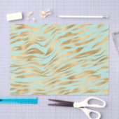 Gold en Mint Wavy Animal Pattern Tissuepapier (Craft)