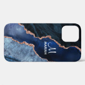 Gold en Navy Blue - Agate Marble - Case-Mate iPhone Case (Achterkant (horizontaal))