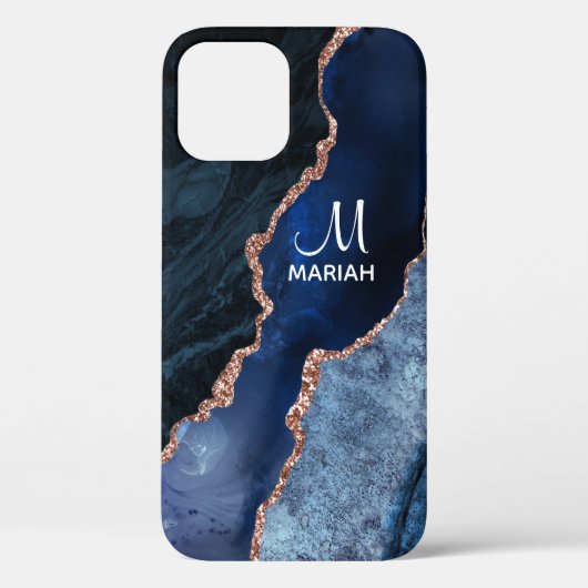 Gold en Navy Blue - Agate Marble - Case-Mate iPhone Case (Achterkant)