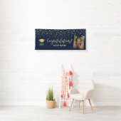 Gold- en Navy-Confetti - Afstuderen met felicitati Spandoek (Insitu)